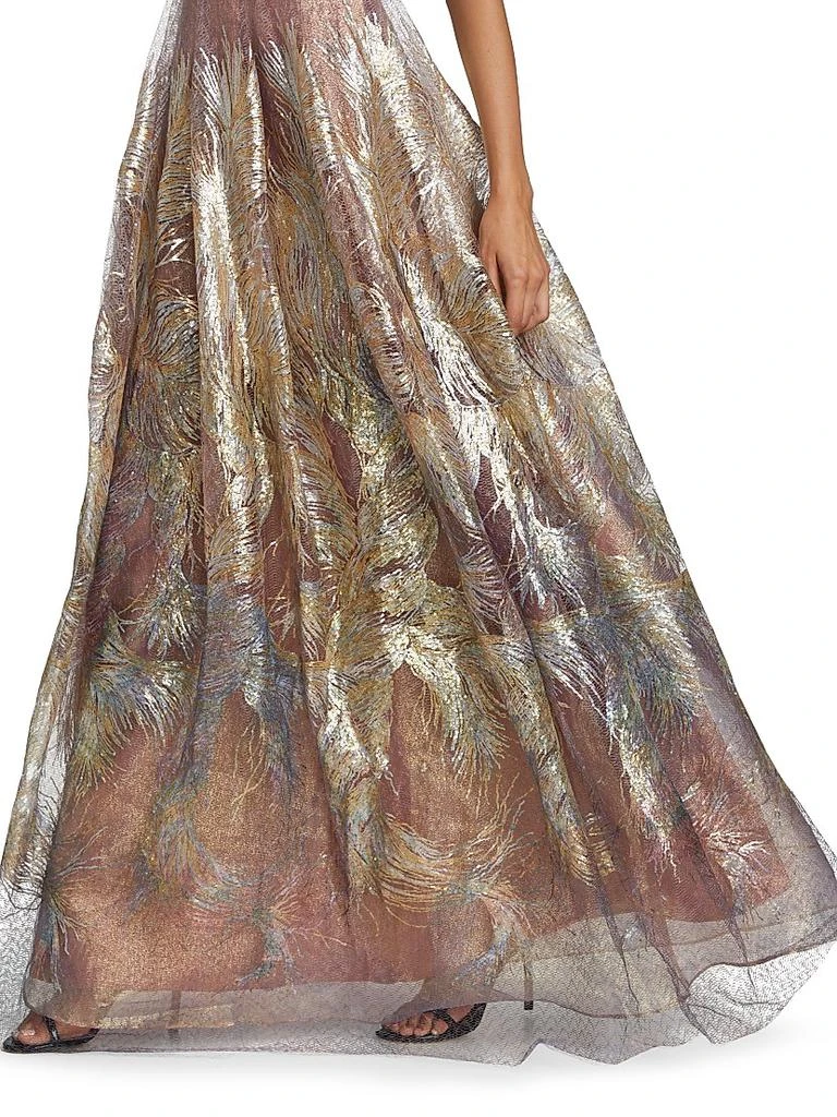 Rene Ruiz Collection Feather Jacquard Fit-&-Flare Gown 6
