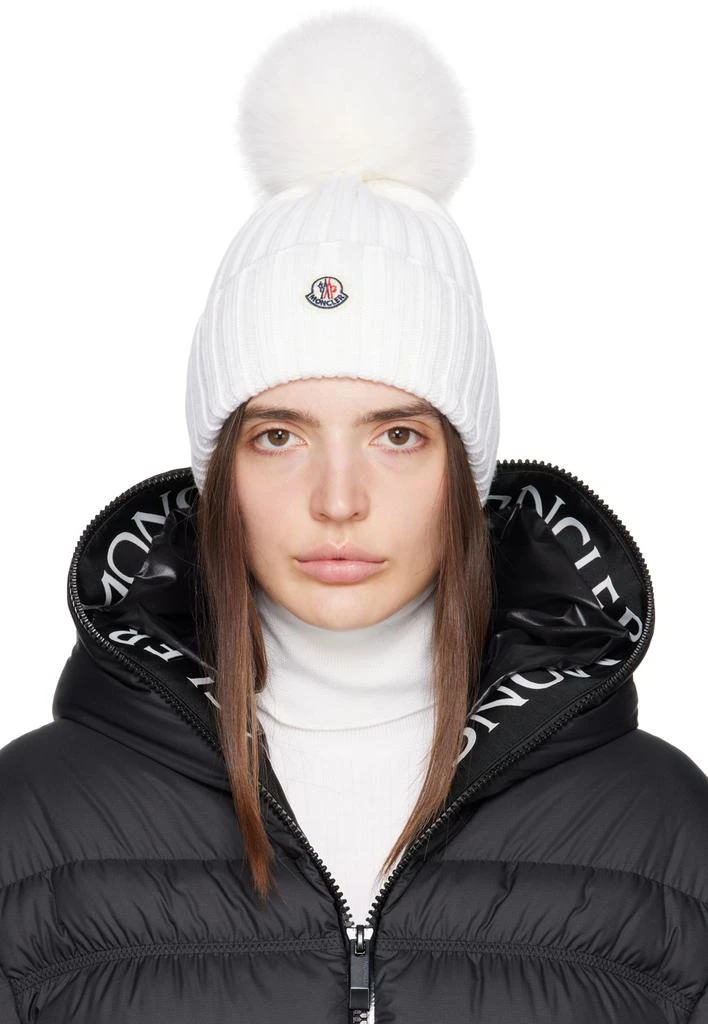 Moncler White Pom-Pom Beanie 1