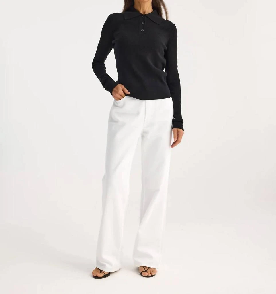 Rohe Rohe - Rib Knitted Long Sleeve Polo Shirt 1