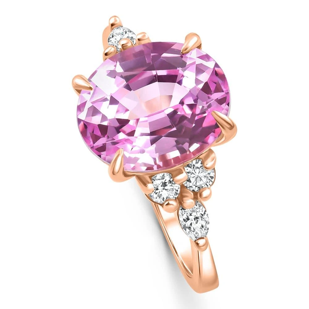 Pompeii3 5Ct TW Oval Pink Sapphire 
Diamong Ring 14k Rose Gold Lab Grown Size: 7 3