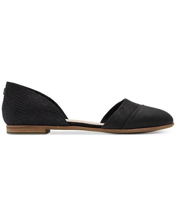 TOMS Jutti Flats Women's US 7 Black Leather Comfort Slip-On D'orsay FZP443 2