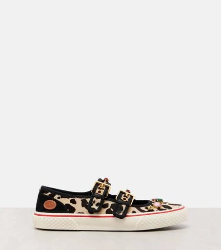 Valentino Dollyboard embellished calf hair sneakers 4