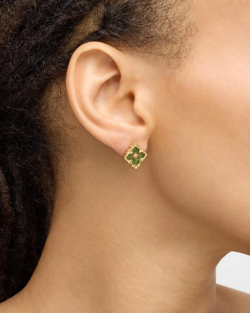 Buccellati Opera Tulle Button Earrings with Green Enamel, Small 2