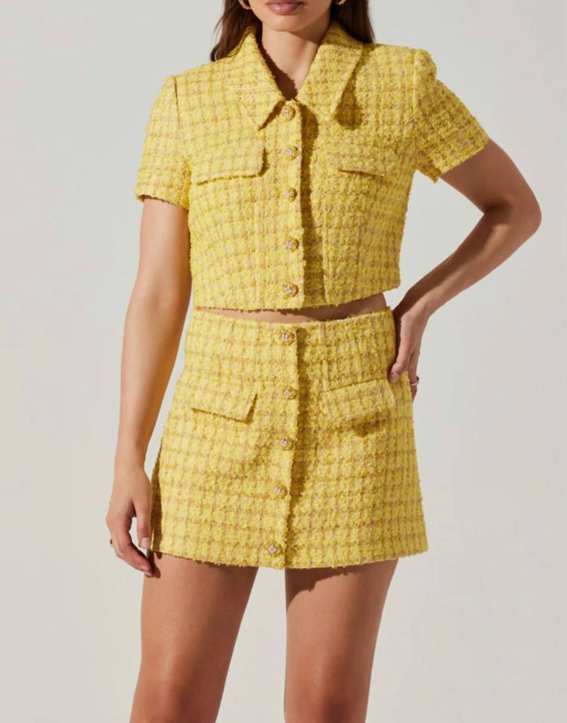 ASTR Mavey Tweed Jacket In Yellow 1