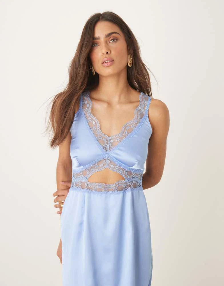 Never Fully Dressed Mimi lace cut-out satin midaxi dress in blue  On Sale  Now with Up to 70% Off | Discover Exclusive Deals & Savings at BeyondStyle   Authentic Never Fully
