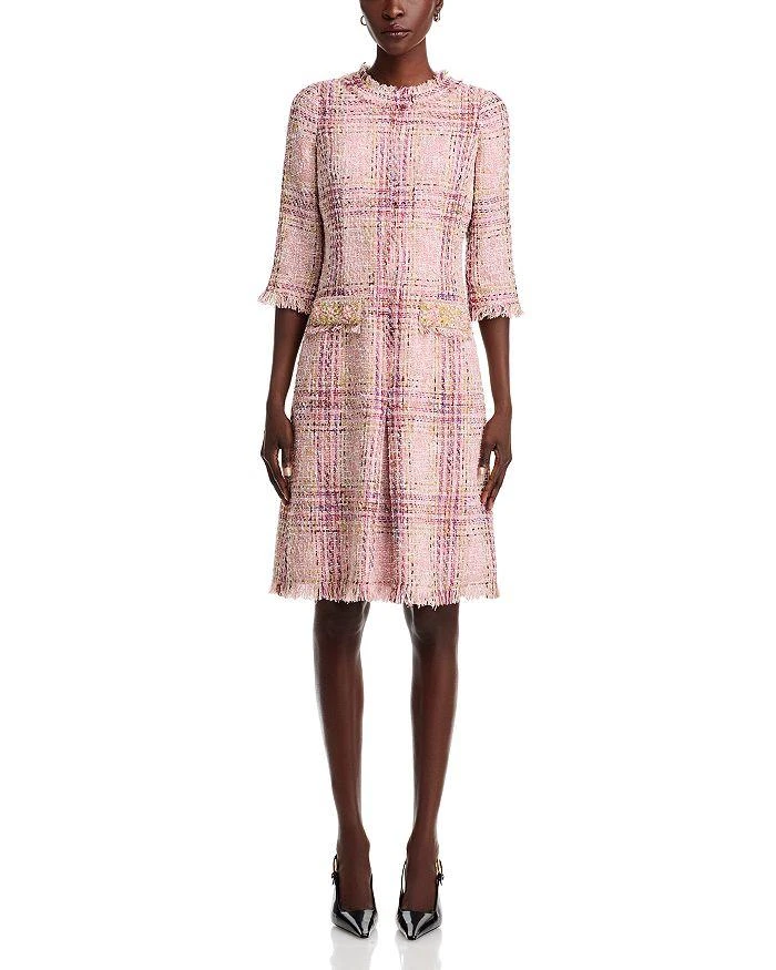 Teri Jon Plaid Pattern Tweed Dress 7