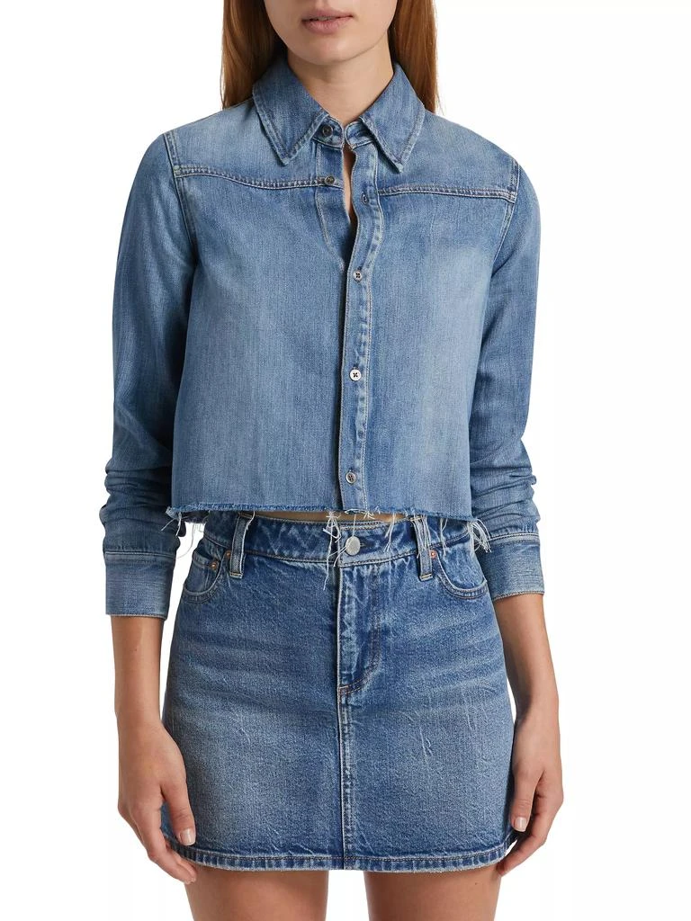 Alice + Olivia Cut-Off Cropped Denim Shirt 3