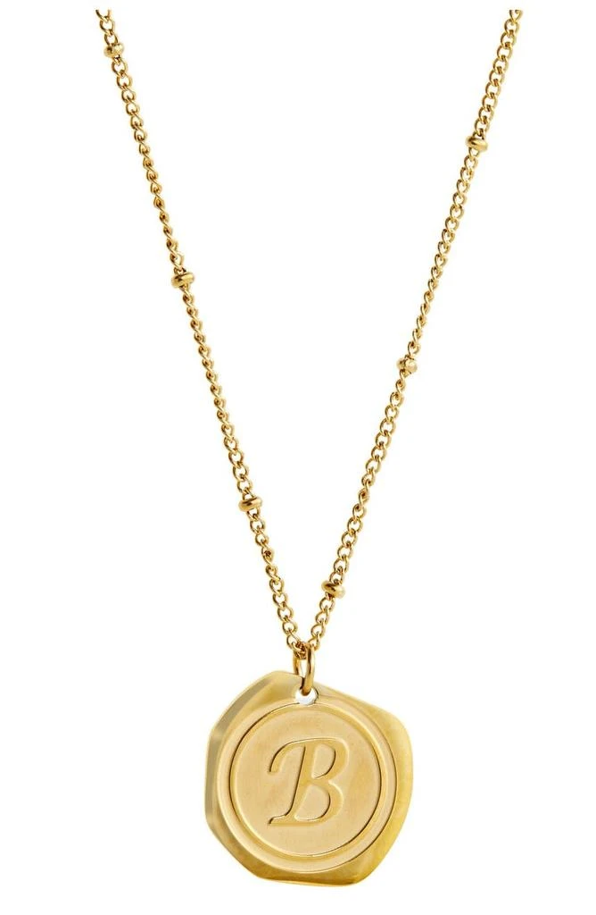 Savvy Cie Jewels 22K Yellow Gold Plated Stainless Steel Coin Initial Necklace 2