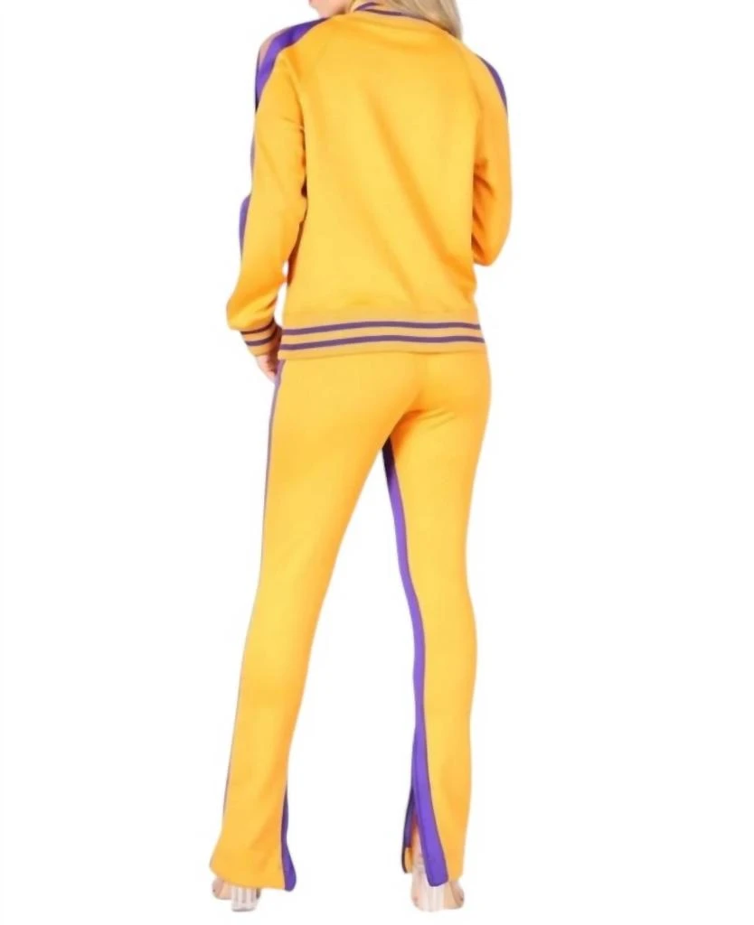 The Set Jacket And Pant Set In Gold & Purple 3