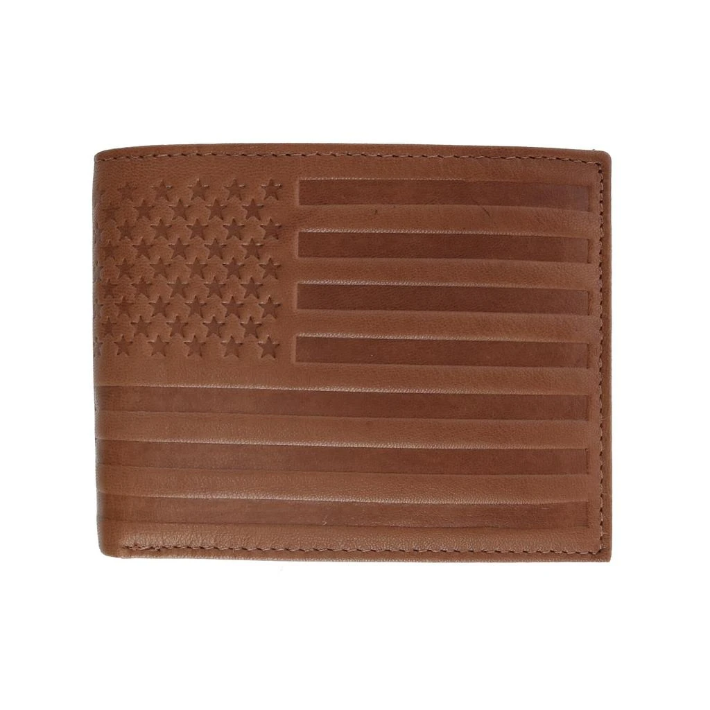 CTM Men's Leather American Flag Embossed Bifold Wallet 1
