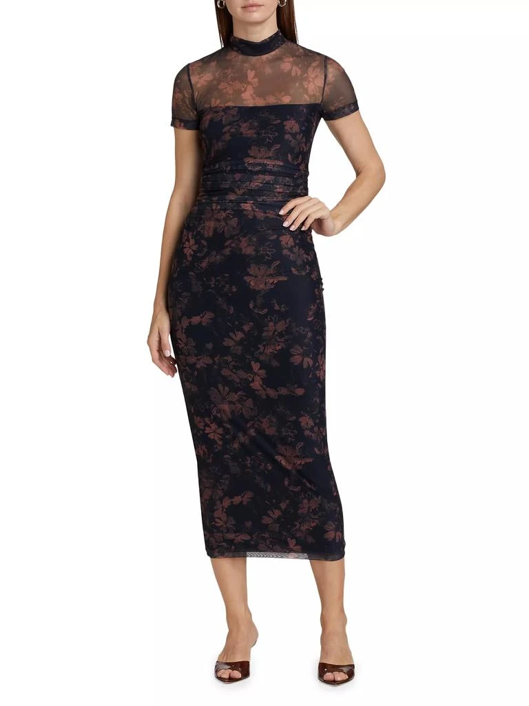 Amanda Uprichard Dominique Floral Illusion Body-Con Midi-Dress 3