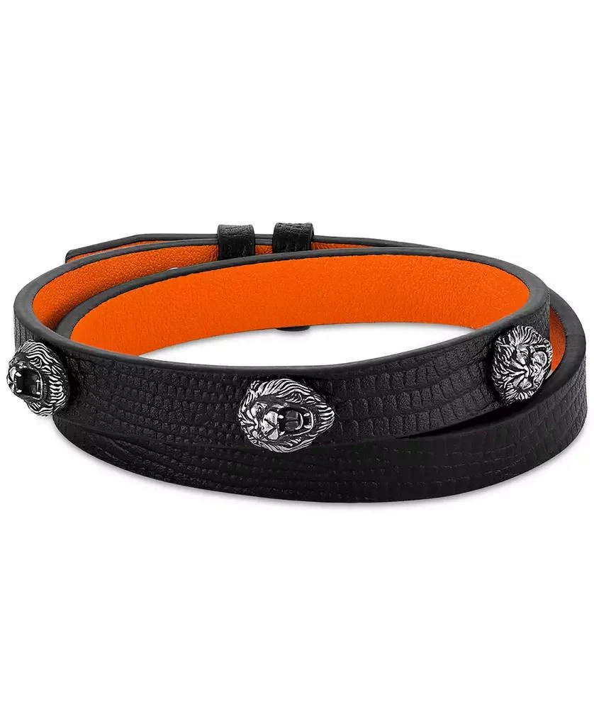 Bulova X Marc Anthony Men's Lion Head Studded Leather Wrap Bracelet 1