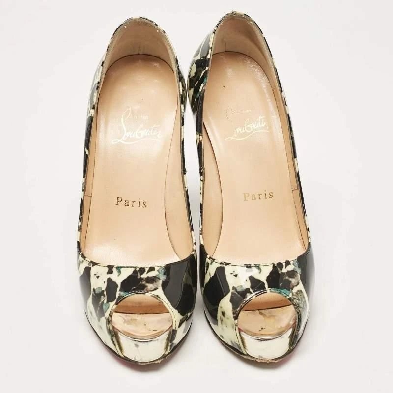 Christian Louboutin Christian Louboutin Black/Cream Printed Patent Leather New Very Prive Pumps Size 35 3