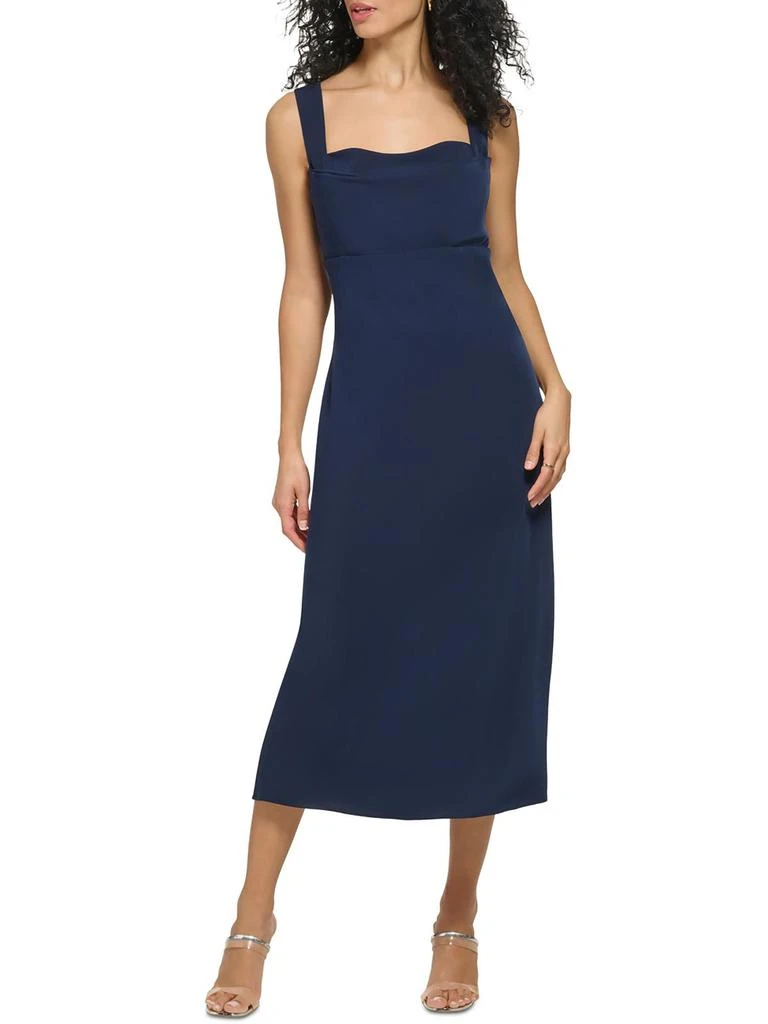 DKNY Womens Sleeveless Draped Neck Midi Dress 1