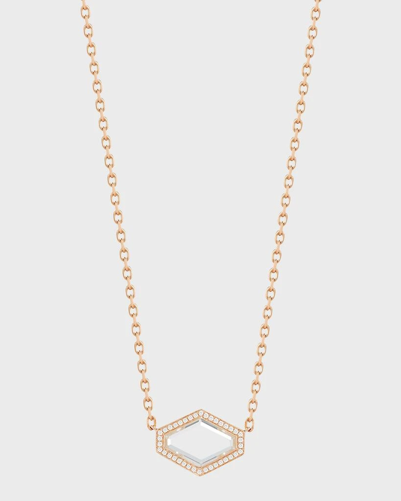 Walters Faith Bell Rose Gold Rock Crystal Hexagonal East-West Necklace with Diamond Border 1