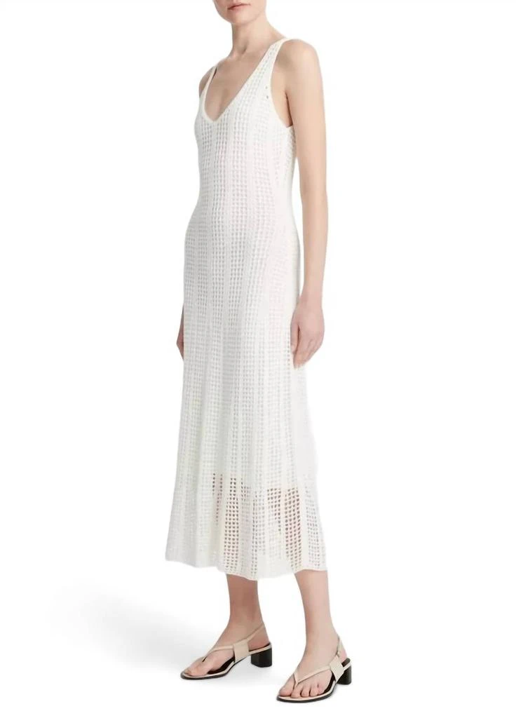 Vince Mesh Grid Godet Dress In Off White 2