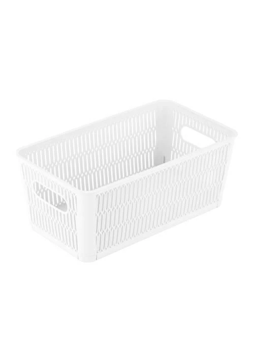 Simplify 2 Pack Slide 2 Stack It Small Storage Tote Baskets In White 2