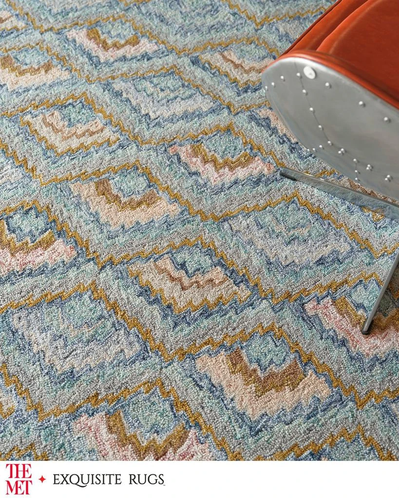 Exquisite Rugs Bargello Hand-Tufted Light Blue Multi Rug, 10' x 14' 8
