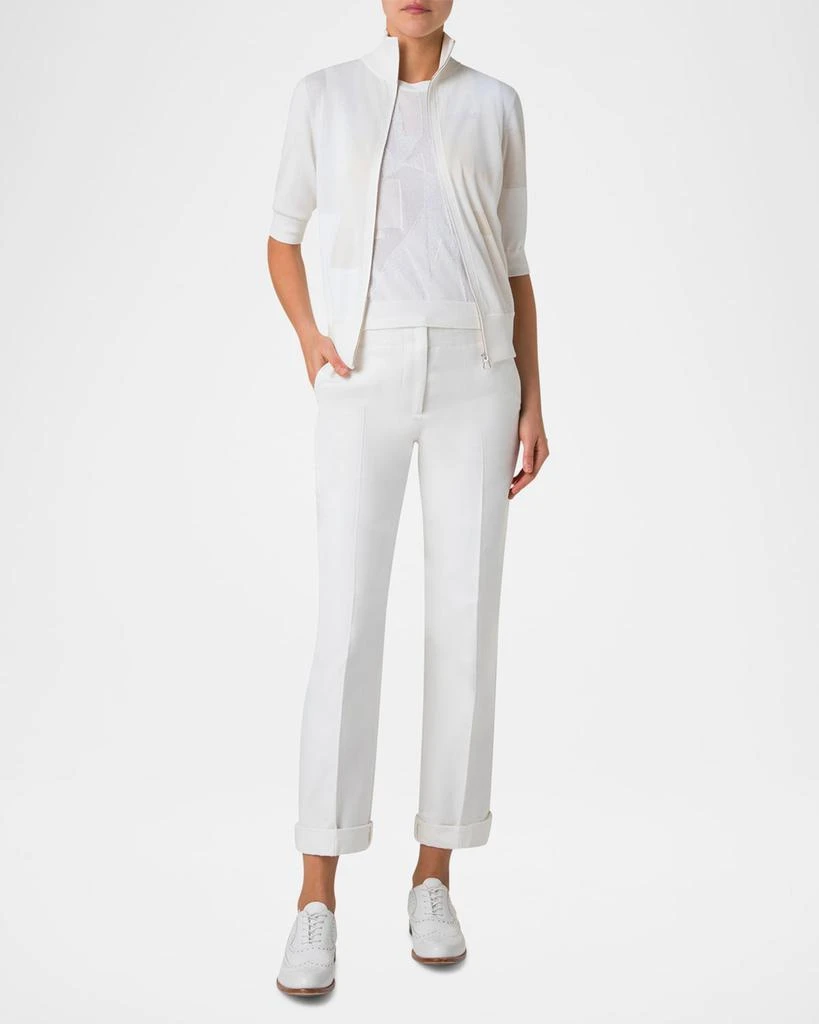 Akris Trapeze Jacquard Elbow-Sleeve Zip Cardigan 2