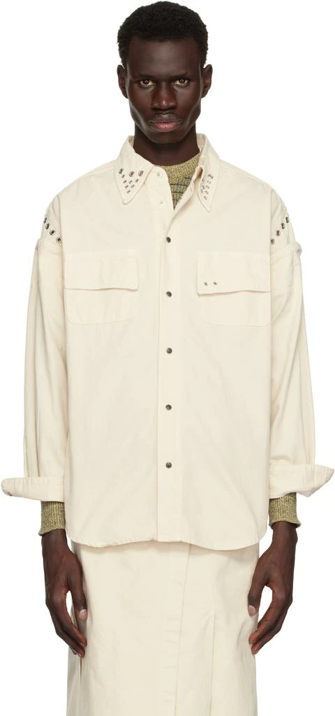 Toga Virilis Off-White Eyelet Denim Shirt 1