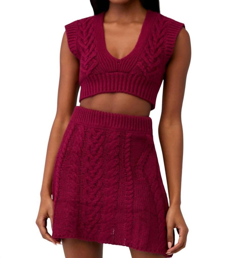For Love & Lemons Layton Cropped Vest In Red