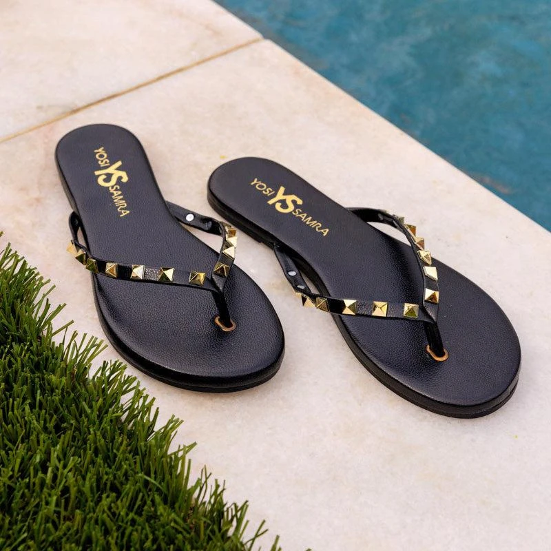 Yosi Samra Rivington Stud Flip Flop in Black 6