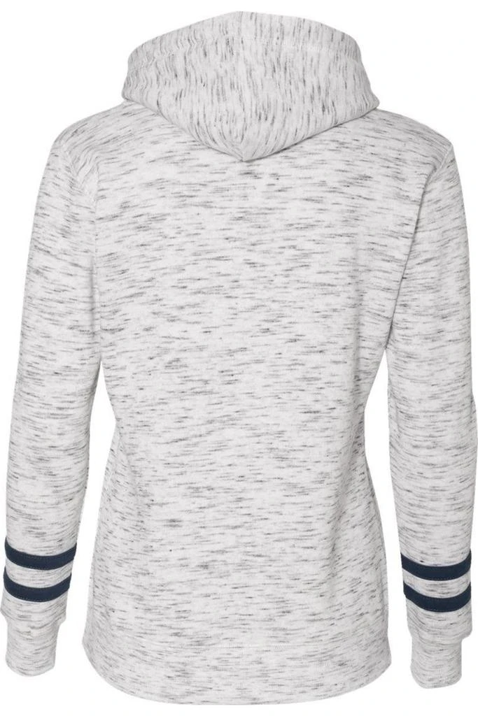 J America Womens Mlange Fleece Striped-Sleeve Hooded Sweatshirt 2