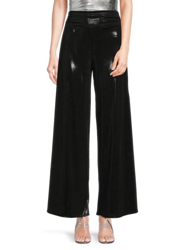 Renee C. Shiny Jersey Wide Leg Pants 1