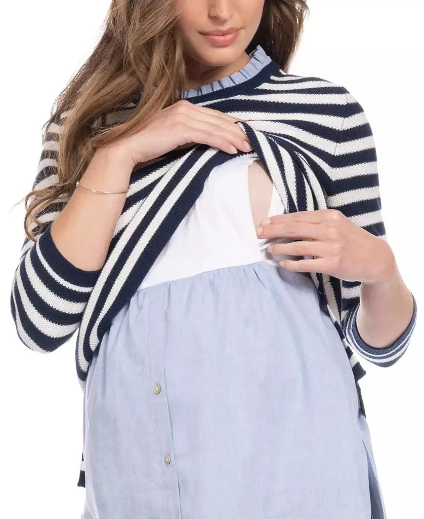 Seraphine Women's Cotton Maternity Nursing Sweater with Detachable Collar 8