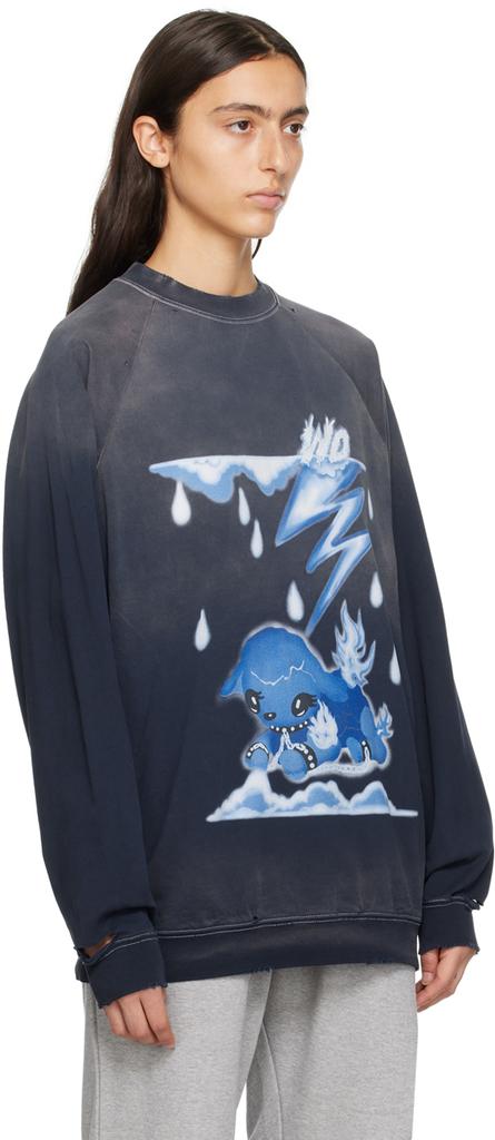 We11done Navy Distressed Sweatshirt