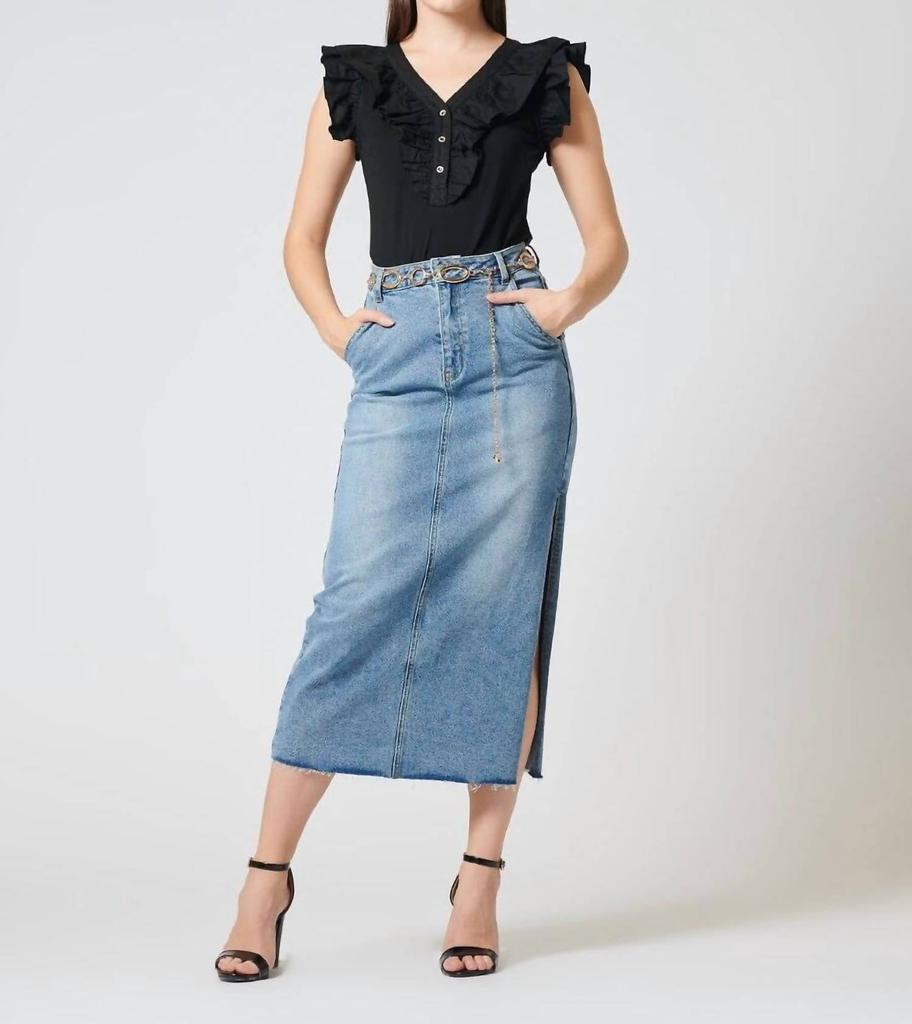 Gracia Gracia - Casual High Waist Jean Skirts With Side Split