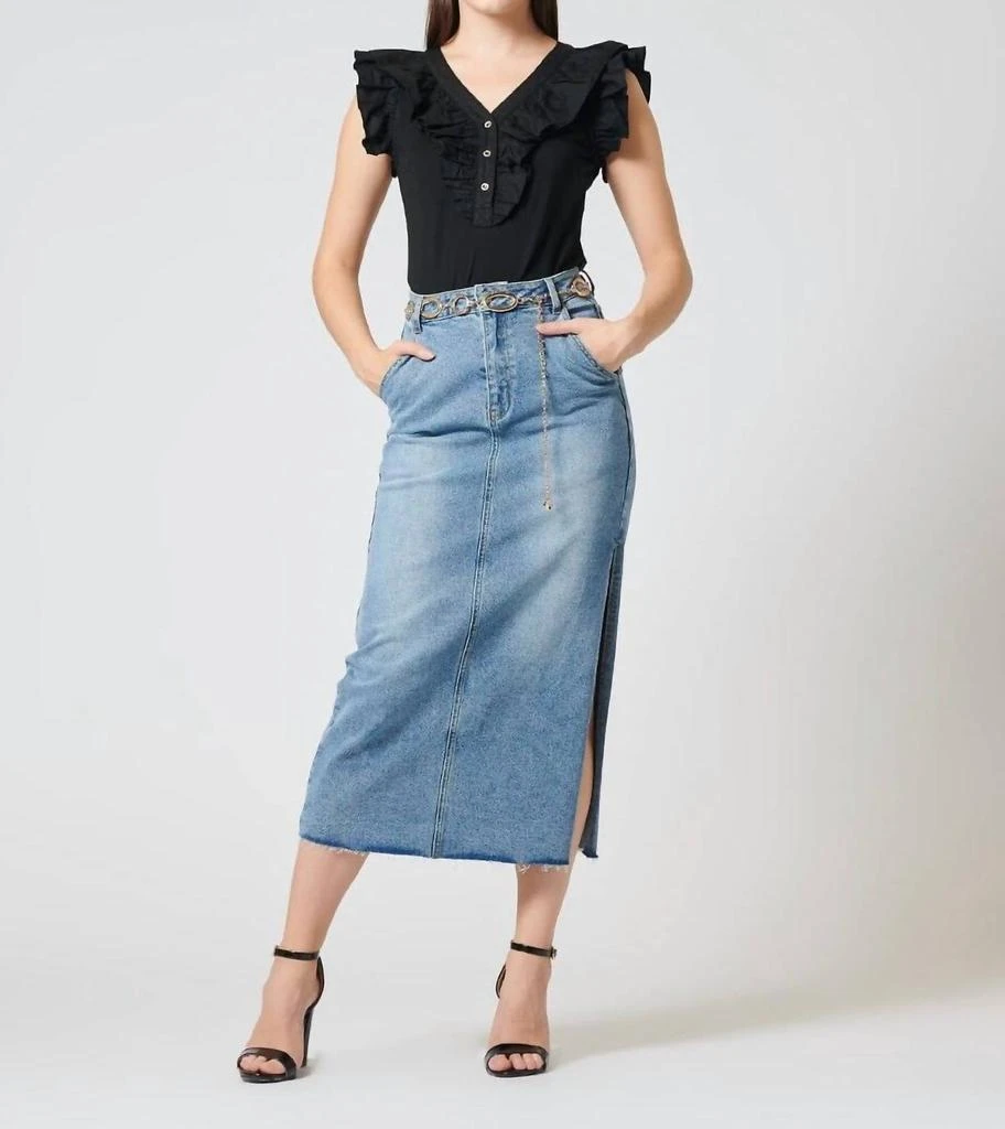 Gracia Gracia - Casual High Waist Jean Skirts With Side Split 1