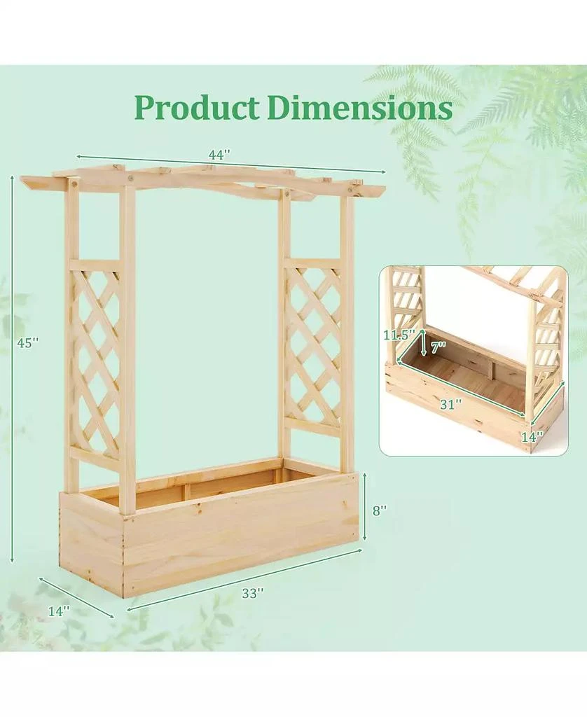GOUUN Wooden Raised Garden Bed Planter Box with Trellis and Hanging Roof 2