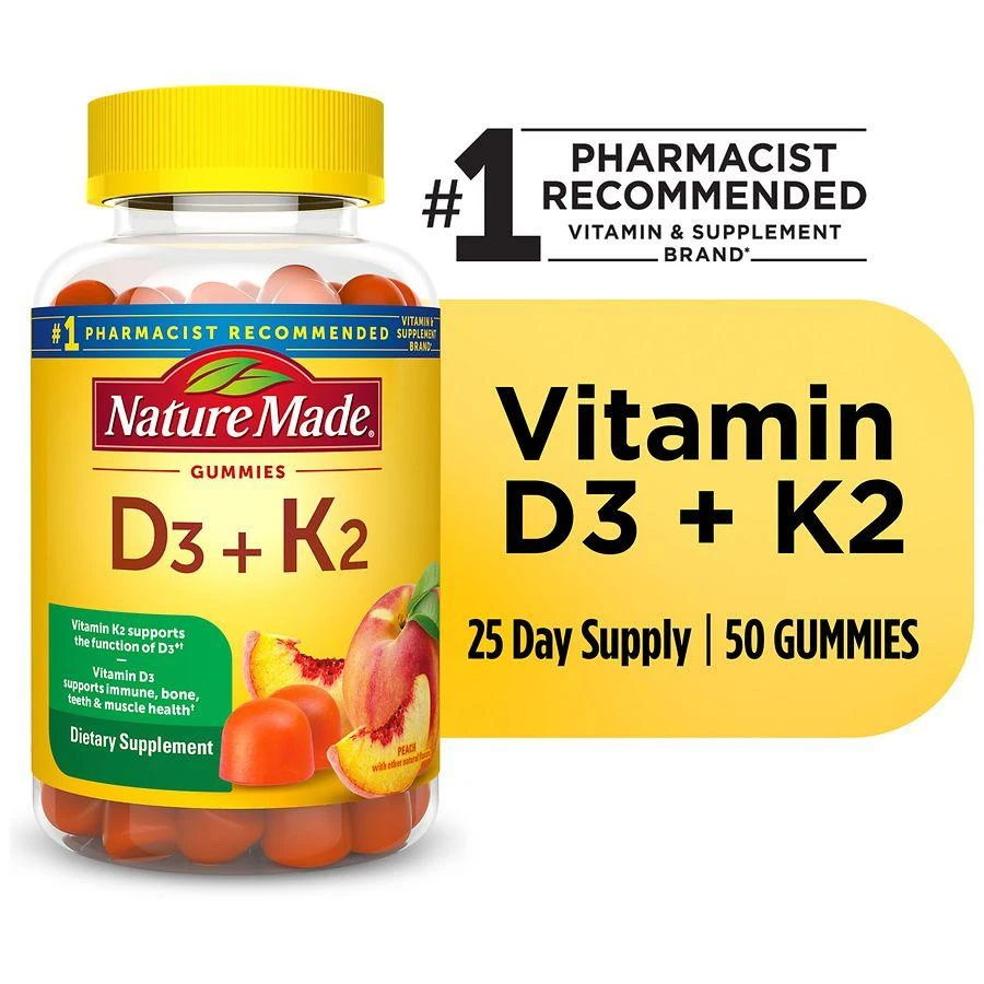 Nature Made Vitamin D3 5000 IU Per Serving + K2 Gummies 3