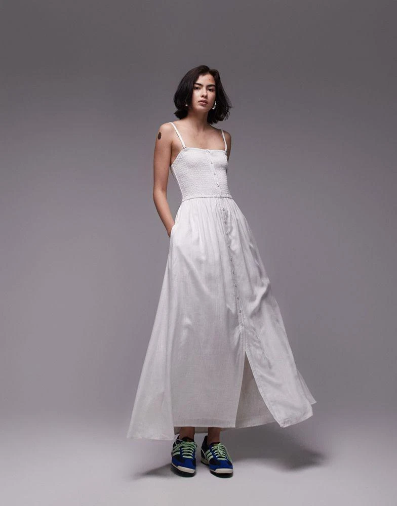 Topshop Topshop button down midi dress in white 1