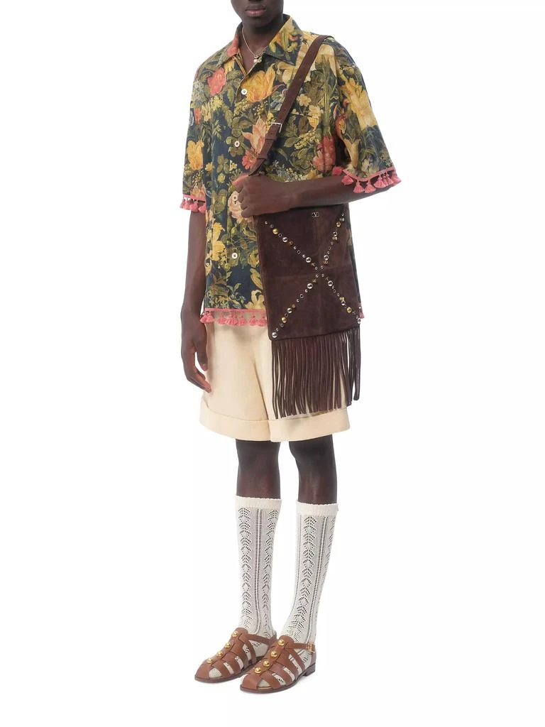Valentino Linen Bowling Shirt with Apres L'hiver Print 8