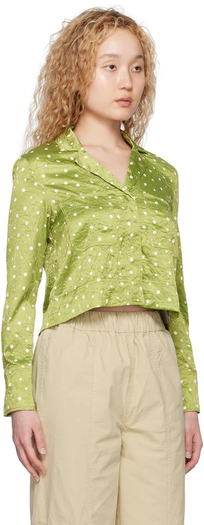 Ganni Green Crinkled Shirt 2