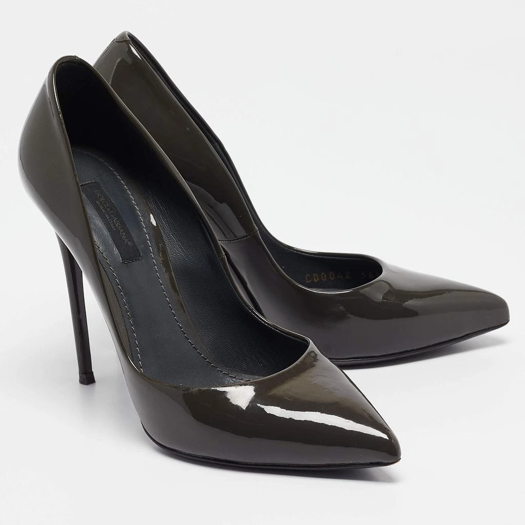 Dolce & Gabbana Dolce & Gabbana Grey Patent Leather Pointed Toe Pumps Size 36.5 4