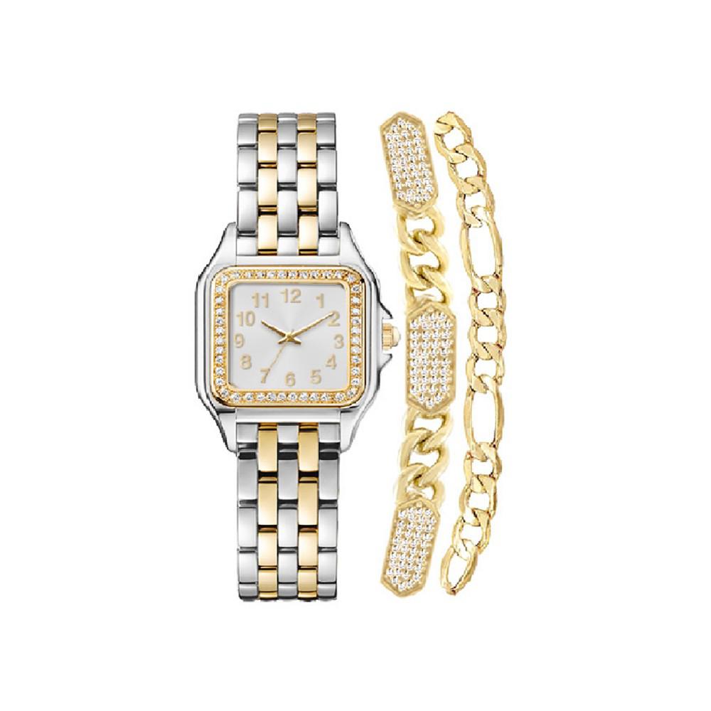 Jones New York Women's Analog, Three-Hand Quartz Two Tone Metal Watch 26mm Gift Set