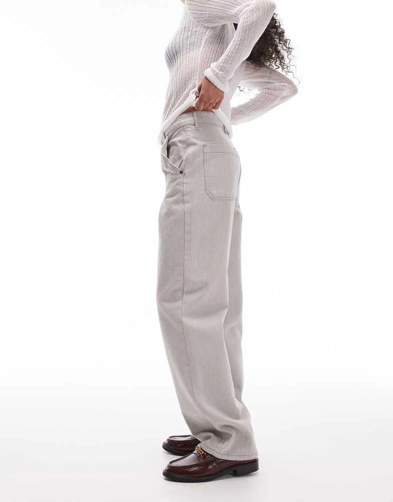 Topshop Topshop high rise pleated jean in stone 3