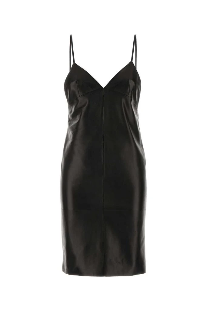 Yves Saint Laurent Black Leather Slip Dress 1