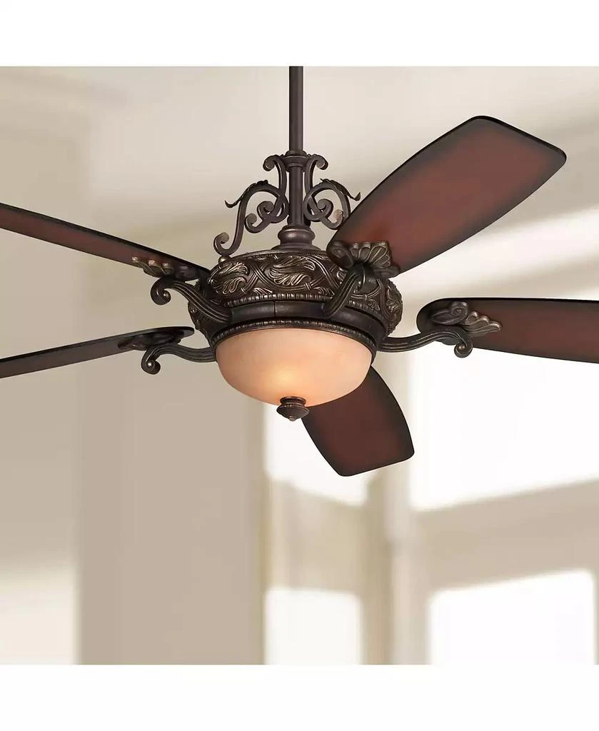 Casa Vieja 56" Casa Esperanza Indoor Ceiling Fan 5 Blade LED Light Remote Control Bronze Gold Motor Teak Finish Blades Bedroom