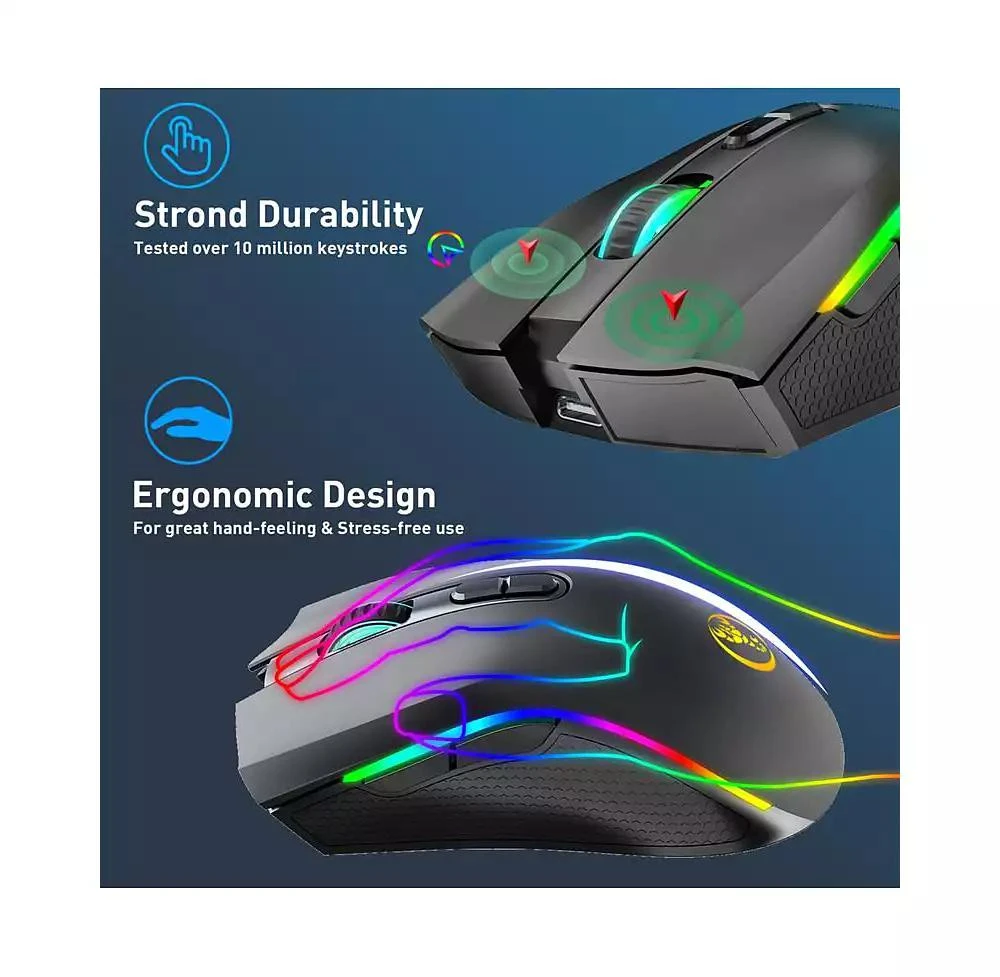 risokeys RGB Wireless Gaming Mouse - 6-Speed DPI (Up to 4800), 650mAh Rechargeable, Ergonomic for Gaming/Office, Easy-to-Use for Gamers/Professionals 5