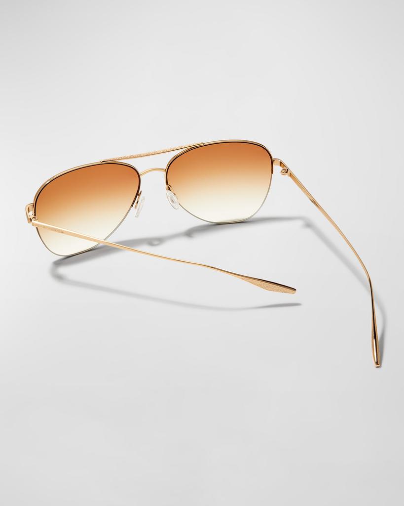 Barton Perreira Chevalier Semi-Rimless Metal Aviator Sunglasses