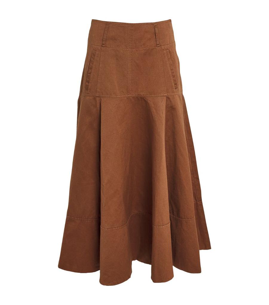 ME+EM Linen-Blend A-Line Skirt