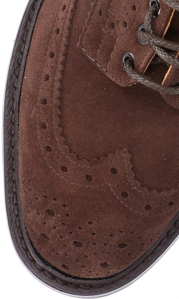 TRICKER'S Brogue-Style Suede Flat Shoes With Wingtip Accents 5