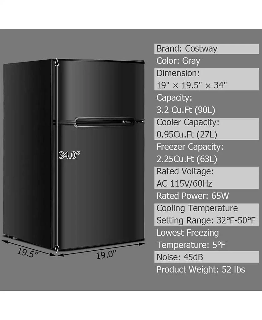 SUGIFT 3.2 cu ft Compact Stainless Steel Refrigerator 3