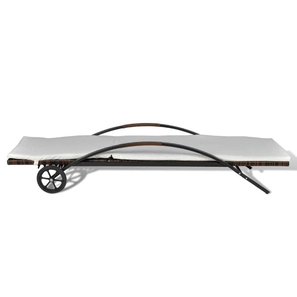 VidaXL Sun Lounger with Cushion & Wheels Poly Rattan Brown, 42488 4