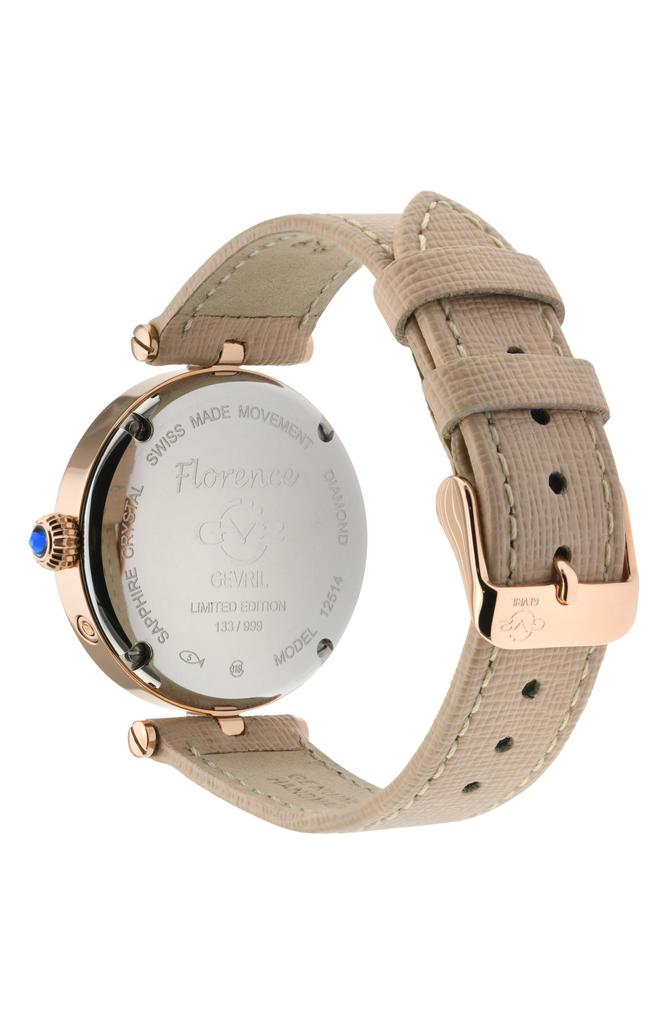 GV2 Florence Mother of Pearl Dial Diamond Leather Strap Watch, 36mm - 0.009ct.