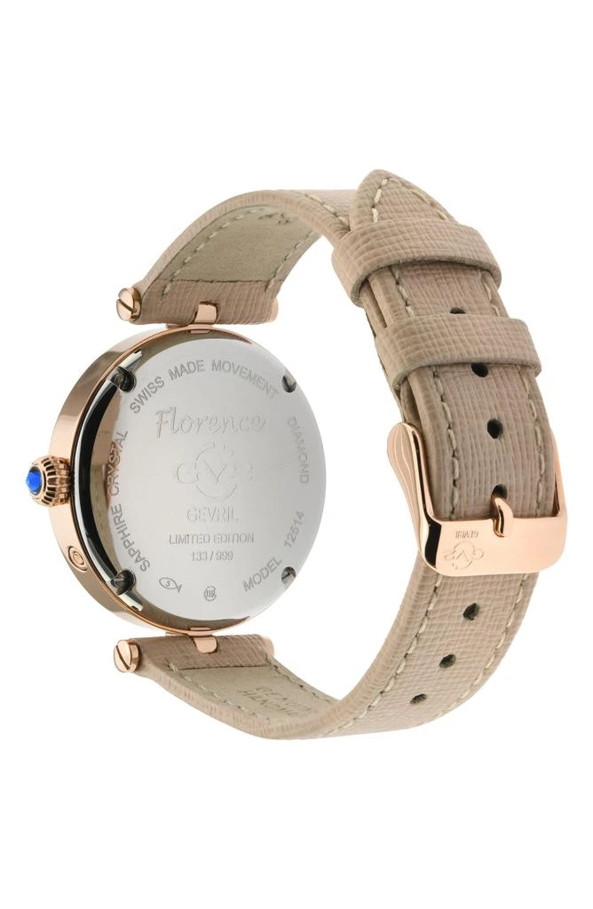 GV2 Florence Mother of Pearl Dial Diamond Leather Strap Watch, 36mm - 0.009ct. 2